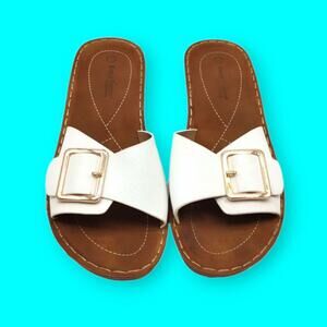 Henry Ferrera Women's Size 10 White Lana Slide Sandals Slip On Shoes Rose Gold